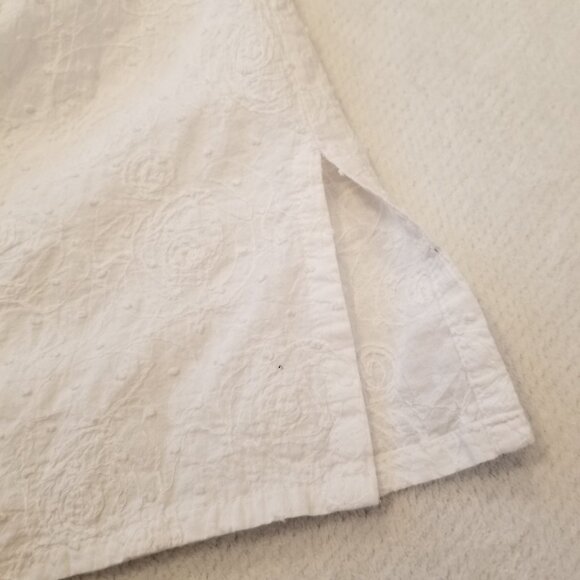 100% Cotton Resort Wear White Floral Textured Bikini Coverup Dress Women Medium - Picture 9 of 14